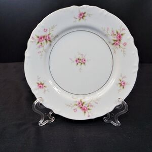 Mikasa VERSAILLES 9344 Bread Side Plate 6.75 In Pink Roses Silver Trim